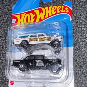Hot Wheels Family Hauler Nova Wagon Gasser 55 Chevy High Roller Gasser 2 Pack